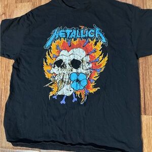 Black and Blue Short Sleeve Tee with Graphic Design